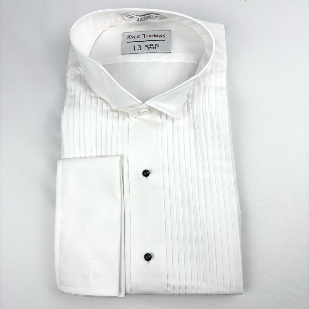 NWT Tuxedo Formal Attire Button Up White Dress Shirt Long Slv, L3 16-16.5 32/33